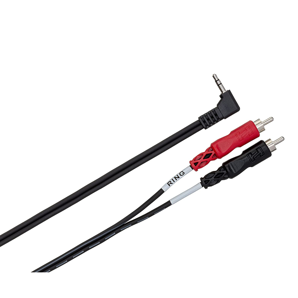 Hosa CMR-206R TRS to Dual RCA Right Angle Cable 3.5 mm Stereo Breakout  6 ft.