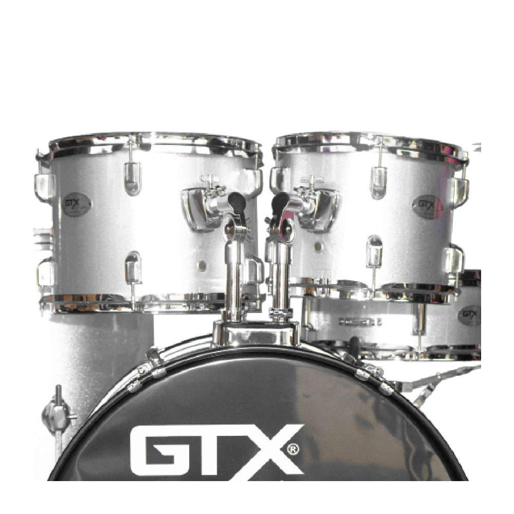 GTX JB2211B 5-Piece Drum Set with Hardware and Cymbals (Silver)