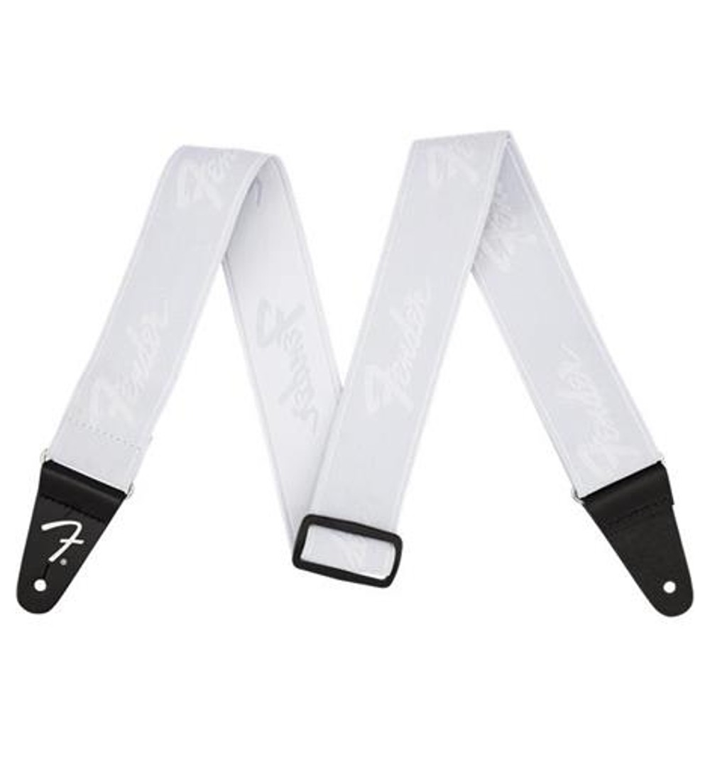 Fender WeighLess Running Logo Elastic Guitar Strap White (990642077)