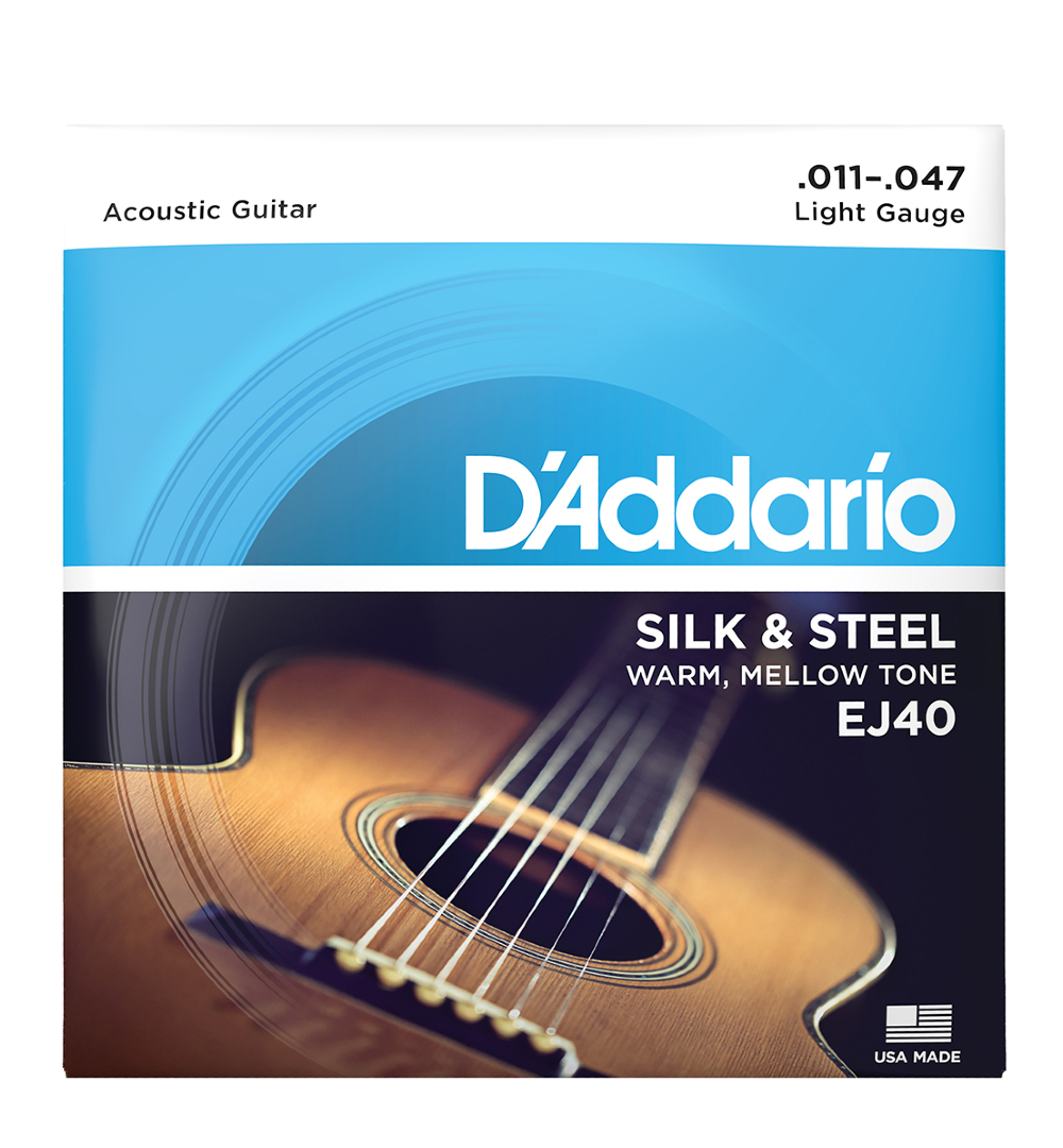 D'Addario Silk and Steel Folk Acoustic Guitar Strings 11-47 EJ40 