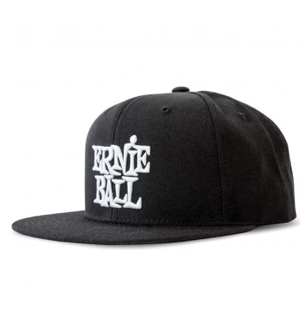 Ernie Ball 4154 Stacked Logo Hat (Black with White Logo) - JB Music
