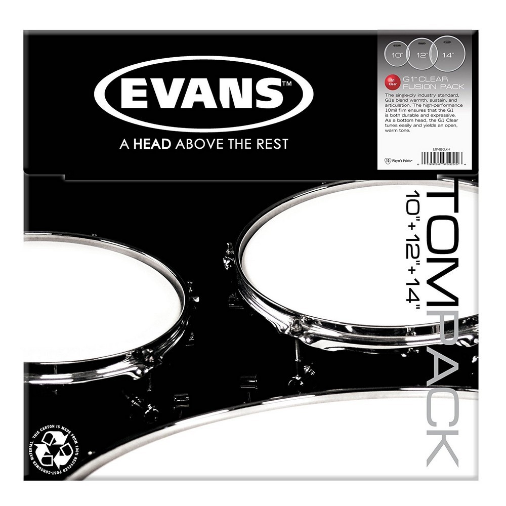 Evans G1 Fusion Clear Tom Drum Head Pack - ETP-G1CLR-F