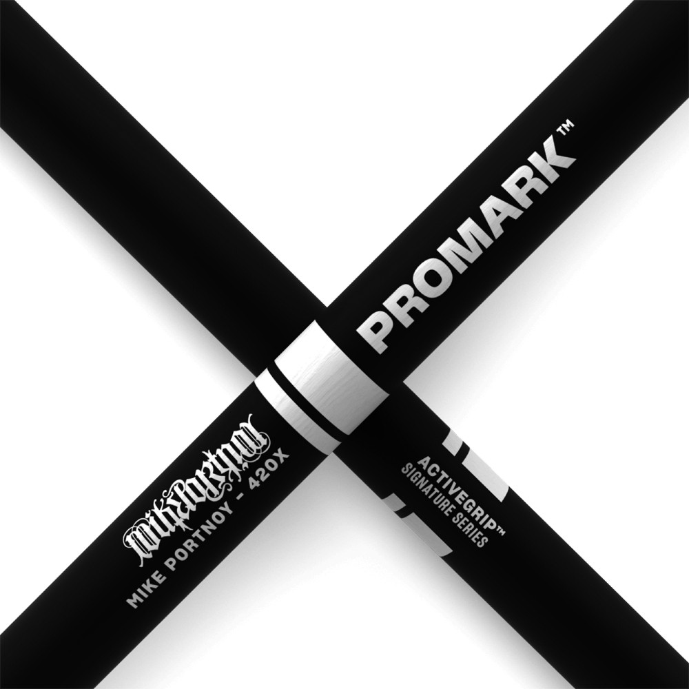 ProMark TXMP420XW-AG Mike Portnoy Active Grip 420X Hickory Oval Wood Tip Drumsticks 