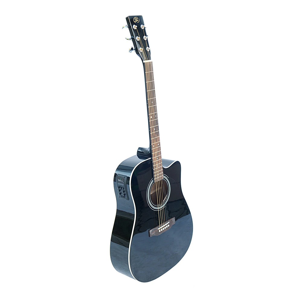 SX SD1-CE Electro Acoustic Guitar Cutaway (Black)