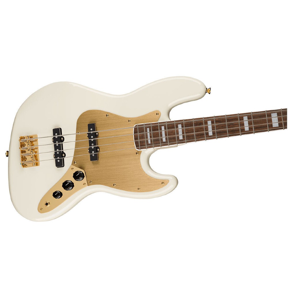 Squier by Fender 40th Anniversary Jazz Bass Guitar - Laurel Gold Hardware Gold Pickguard In Olympic White (0379440505)