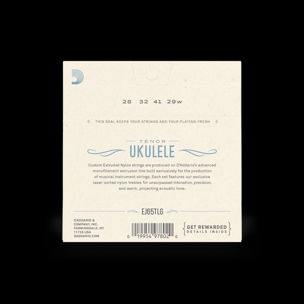 D'Addario EJ65TLG Pro-Arté Custom Extruded Nylon Tenor Ukulele Strings (Low-G)