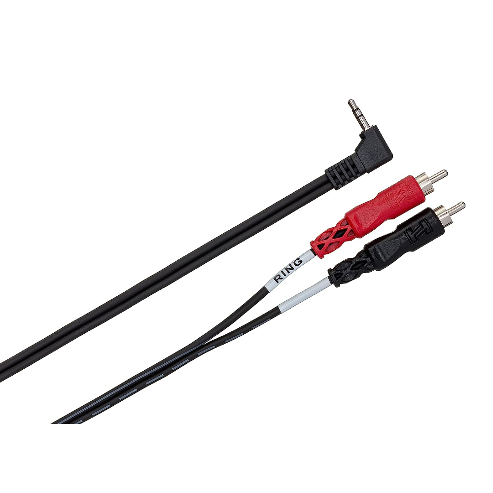 Hosa CMR-203R Right Angle 3.5mm TRS to Dual RCA Stereo Breakout Cable (3ft.)