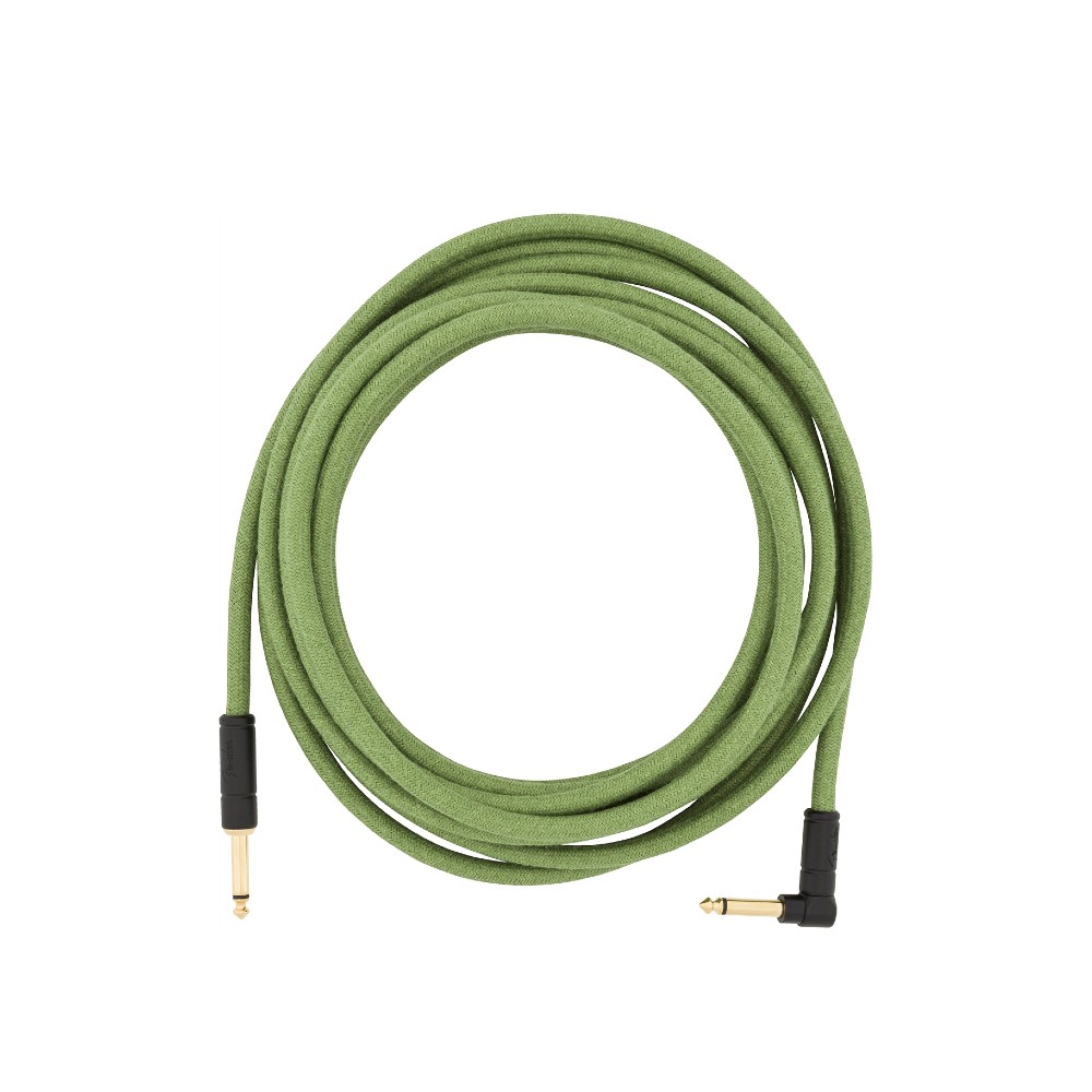 Fender Festival Hemp Straight to Right Angle Instrument Cable - 18.6 foot Green (0990918062)