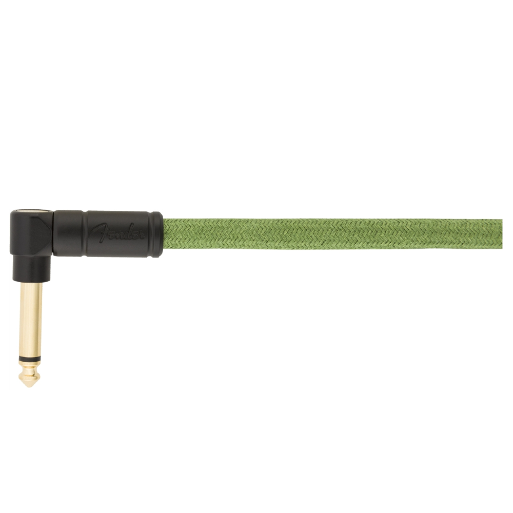Fender Festival Hemp Straight to Right Angle Instrument Cable - 18.6 foot Green (0990918062)