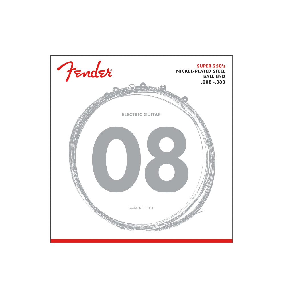 Fender Super 250's Nickle Plated Steel Ball End Electric Guitar Strings 8-38 (730250402)