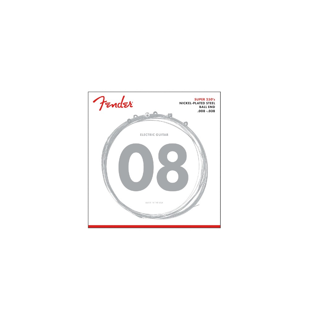 Fender Super 250's Nickle Plated Steel Ball End Electric Guitar Strings 8-38 (730250402)