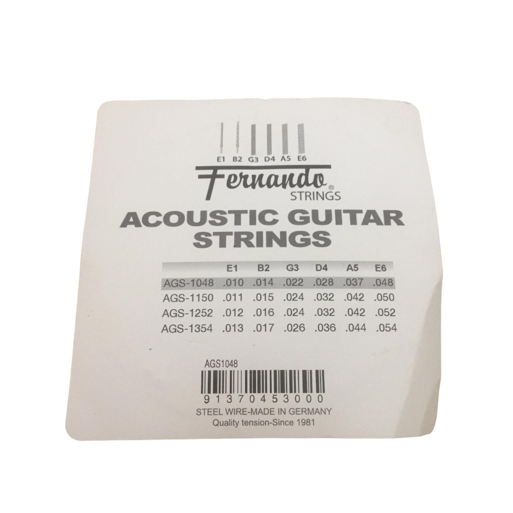 Fernando AGS-1048 Acoustic Guitar Steel Strings Set with Pick (Gauge Extra Light 10-48)