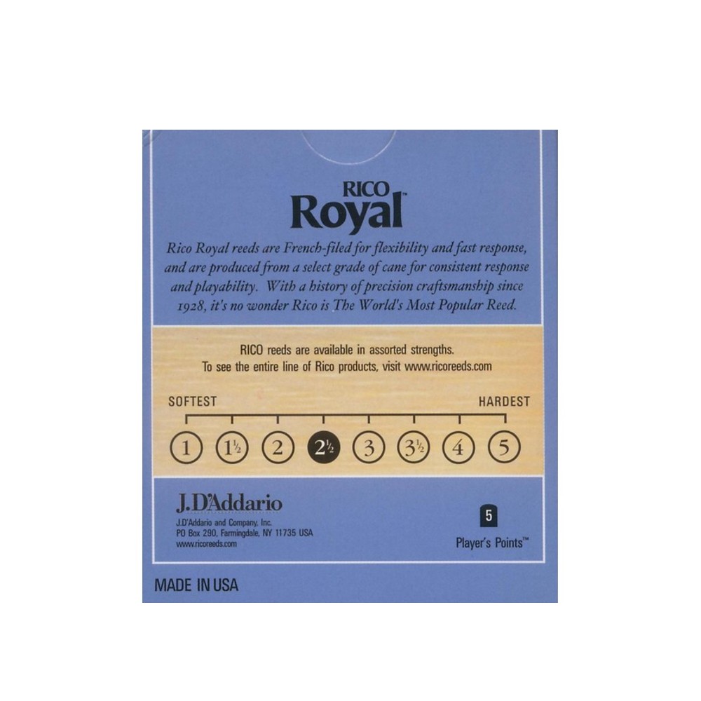 Rico RCB 1025 Bb Clarinet Reeds - Strength 2.5 (Sold Per Piece)