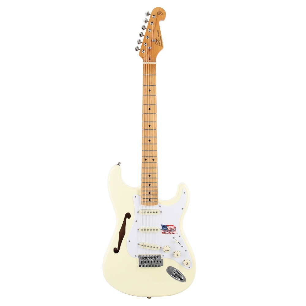 SX SST/ALDER/H/VWH Stratocaster Electric Guitar Halllow Body (Vintage White)