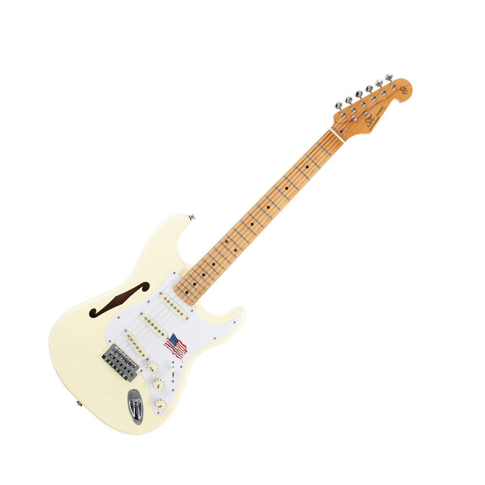 SX SST/ALDER/H/VWH Stratocaster Electric Guitar Halllow Body (Vintage White)