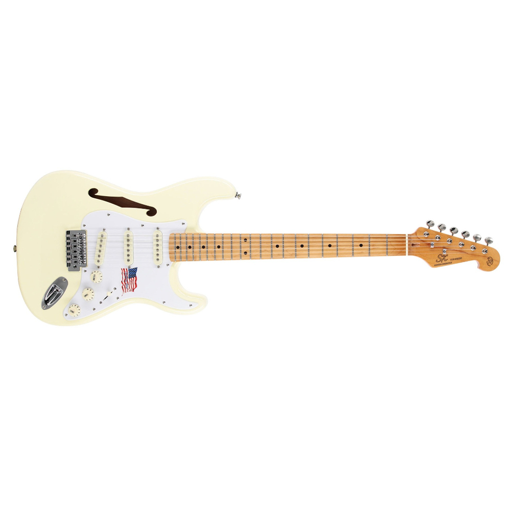 SX SST/ALDER/H/VWH Stratocaster Electric Guitar Halllow Body (Vintage White)