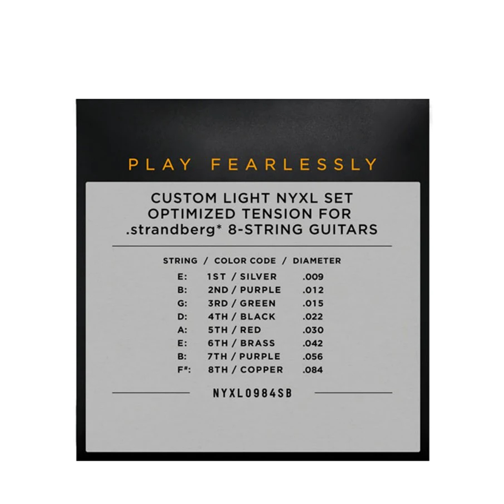 D'Addario NYXL0984SB Nickel Wound Custom Light 8-String Strandberg Electric Guitar Strings (9-84)