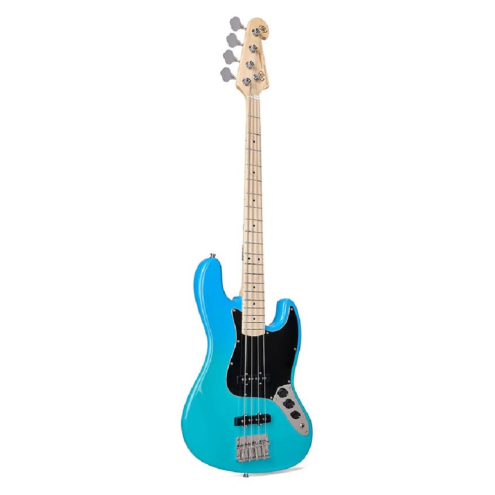 SX SBM1/BG Jazz Bass Guitar with Bag (Blue Glow)