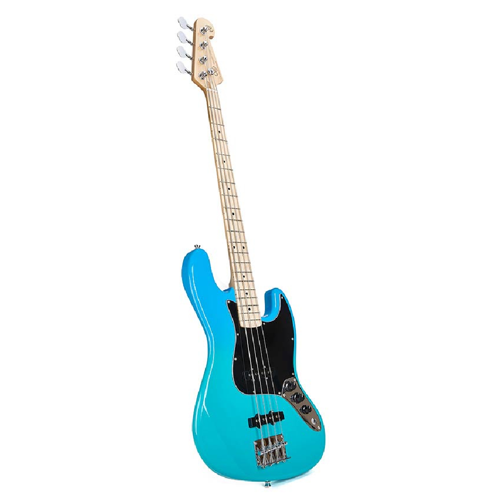 SX SBM1/BG Jazz Bass Guitar with Bag (Blue Glow)