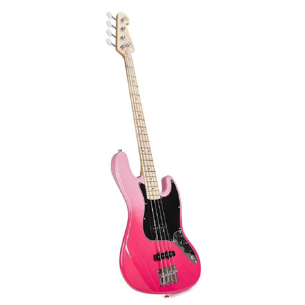 SX SBM1/PT Jazz Bass Guitar with Bag (Pink Twilight)
