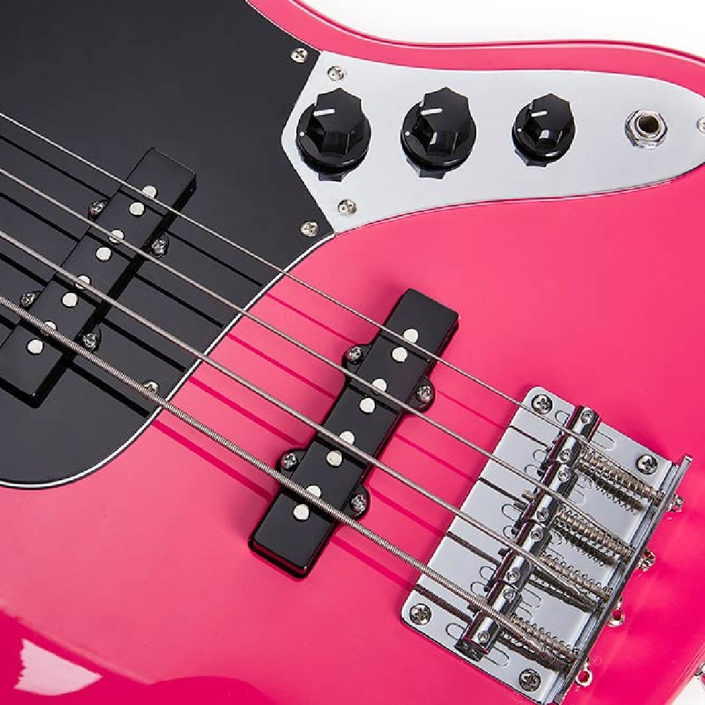 SX SBM1/PT Jazz Bass Guitar with Bag (Pink Twilight)