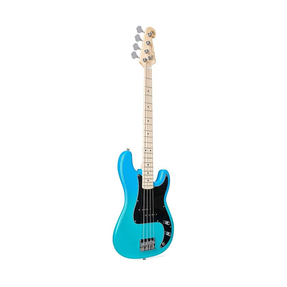 SX SBM2/BG Precision Bass Guitar with Bag (Blue Glow)