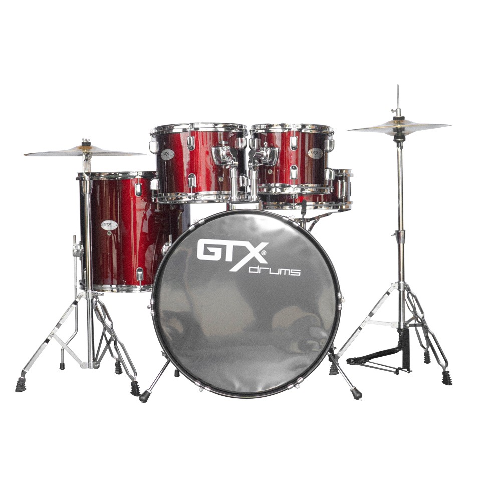 GTX JB2211B 5-Piece Drum Set with Hardware and Cymbals (Wine Red)