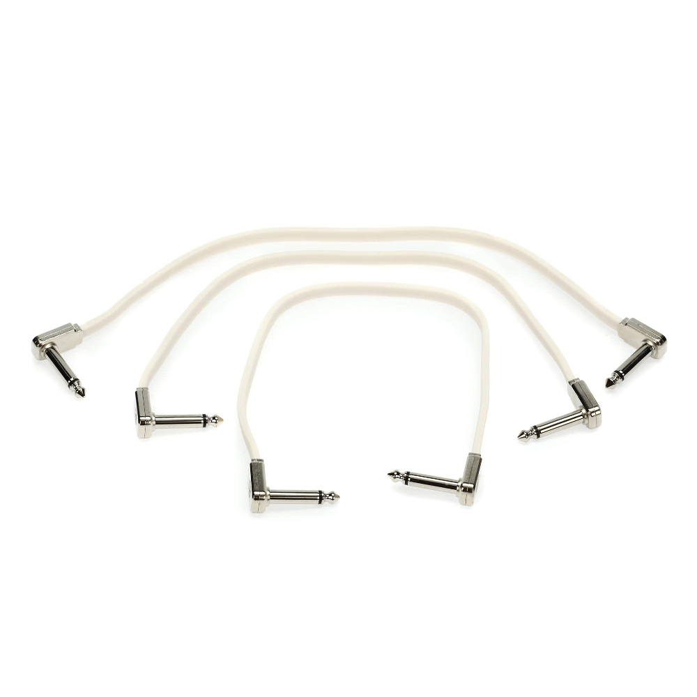 Ernie Ball 6386 12in Flat Ribbon Patch Cables - 3 Pack (White)