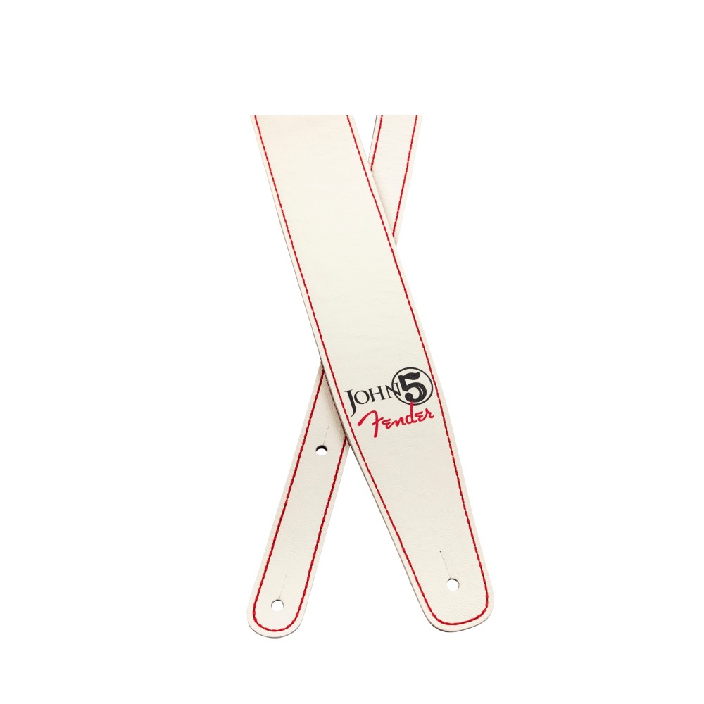 Fender John 5 Leather Guitar Strap - White and Red (990650109)