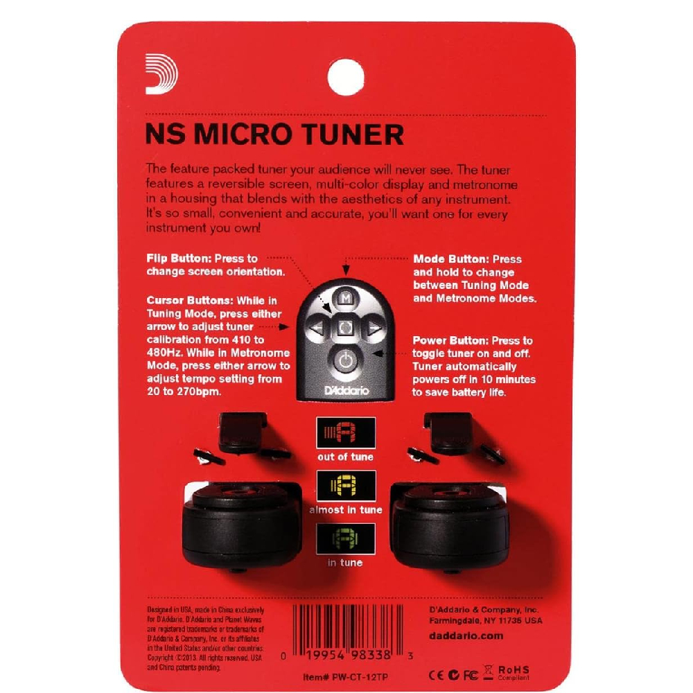 D’addario PW-CT-12TP NS Micro 2PK Headstock Tuner