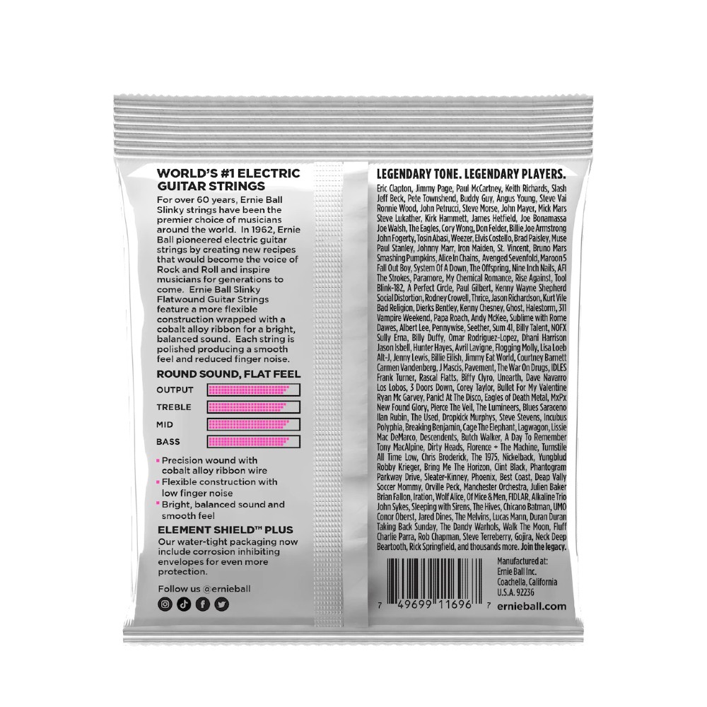 Ernie Ball 2593 Super Slinky Flatwound Electric Guitar Strings (.009-.042)
