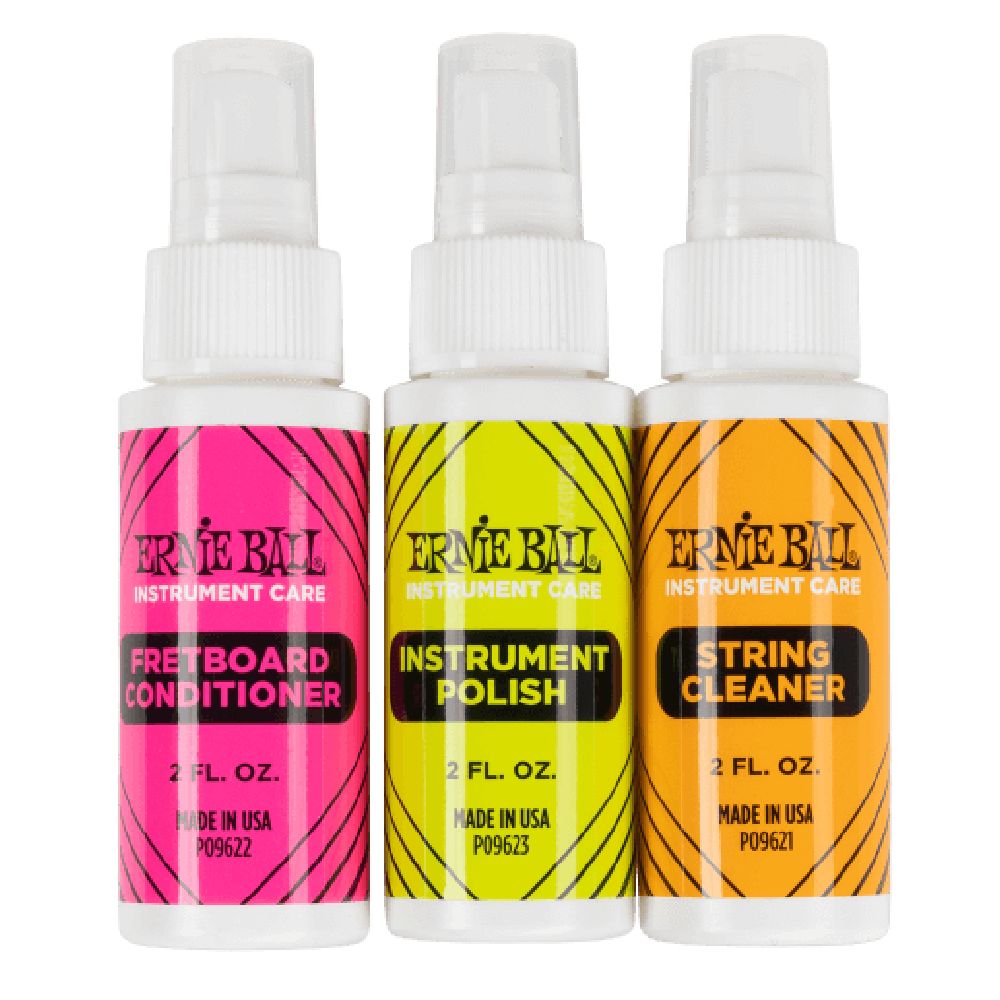 Ernie Ball 4225 Instrument Care 3-pack with Microfiber Polish Cloth 2 oz