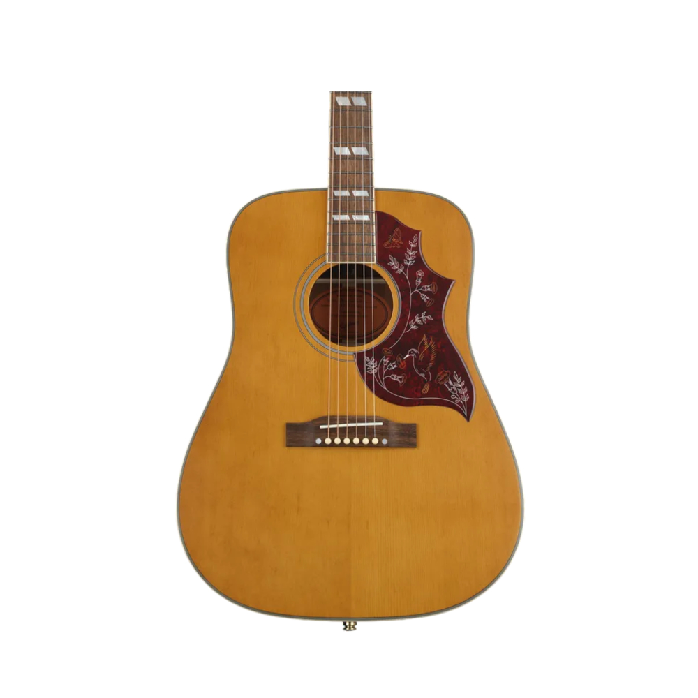 Epiphone Hummingbird Acoustic Guitar - All Solid Wood / Fishman Sonitone / Aged Natural Antique Gloss (IGMTHUMANAGH1)