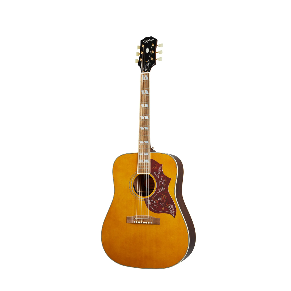 Epiphone Hummingbird Acoustic Guitar - All Solid Wood / Fishman Sonitone / Aged Natural Antique Gloss (IGMTHUMANAGH1)