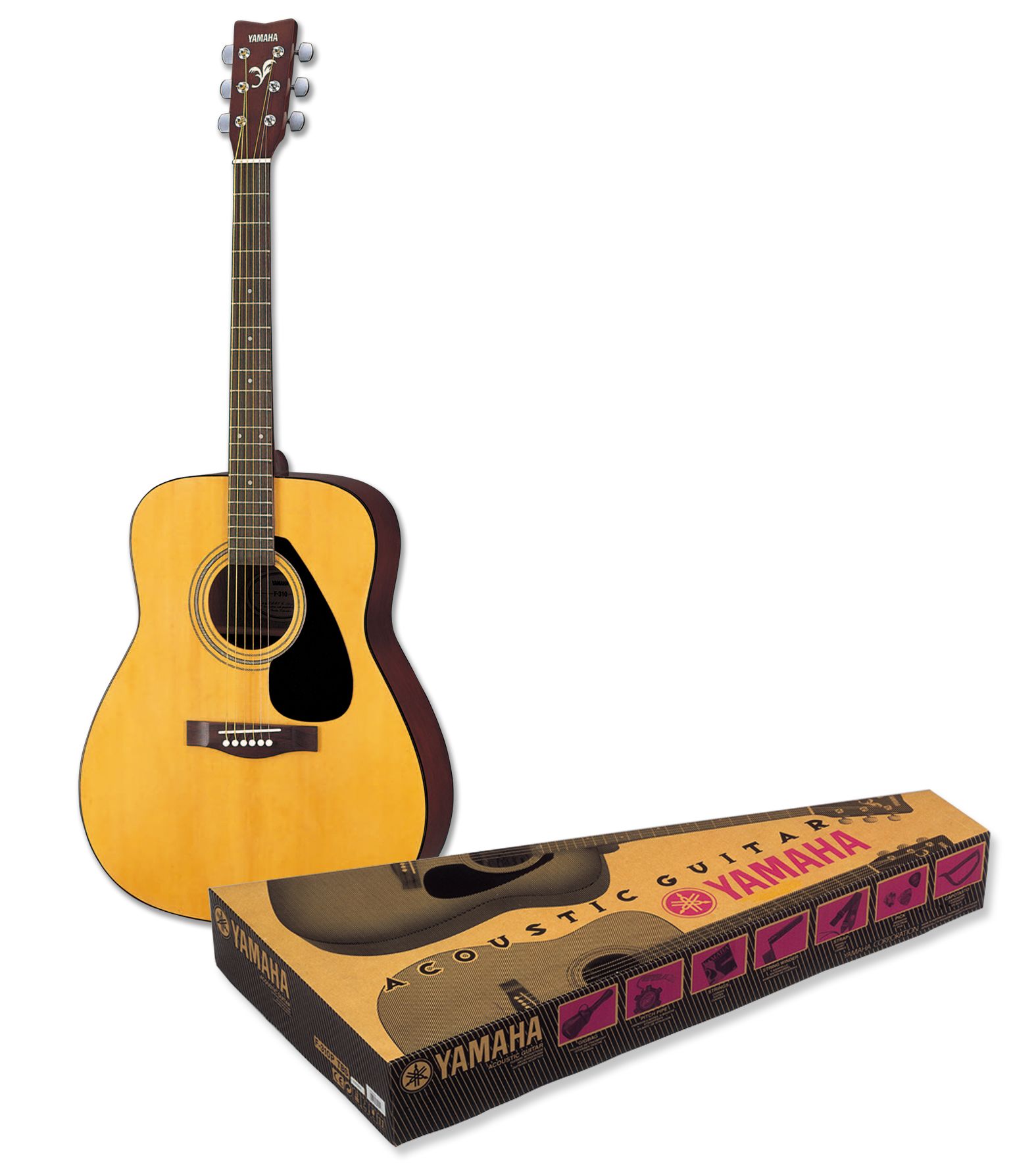 Yamaha F-310P Acoustic Guitar Package with Gig Bag , Pitch Pipe, String Set, Strap, String Winder, Capo and Picks