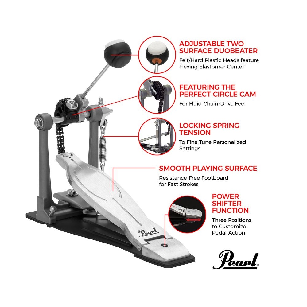 Pearl P-1030 Eliminator Solo Black Chain Drive Single Bass Drum Pedal