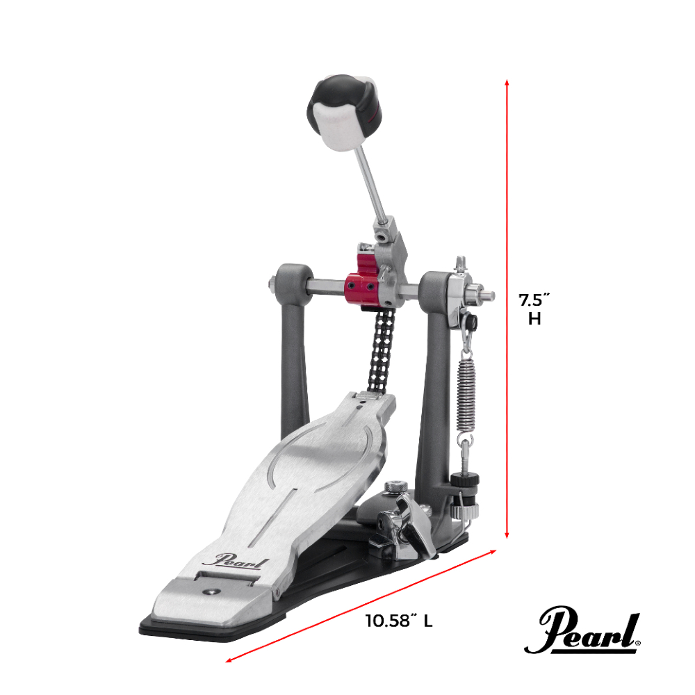 Pearl P-1030R Eliminator Solo Red Chain Drive Single Bass Drum Pedal