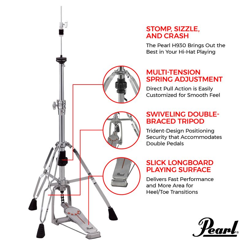 Pearl H-930 Series Hi-hat Stand - Double Braced