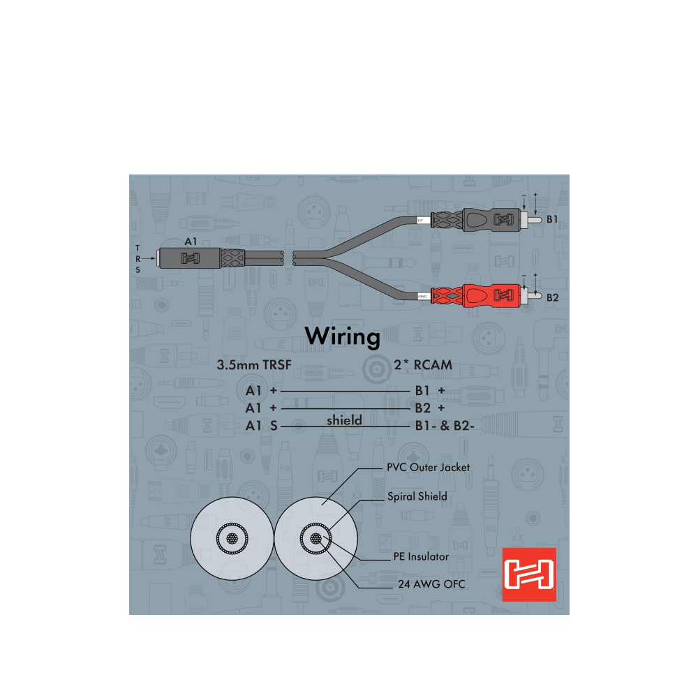 Hosa YMR-197 Stereo Breakout Cable - 3.5mm TRS Female to Left and Right RCA Male