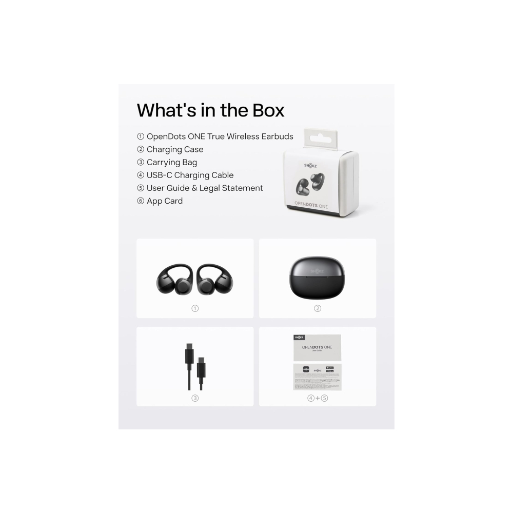 SHOKZ OpenDots ONE Wireless Open-Ear Clip-On Earbuds (Black)