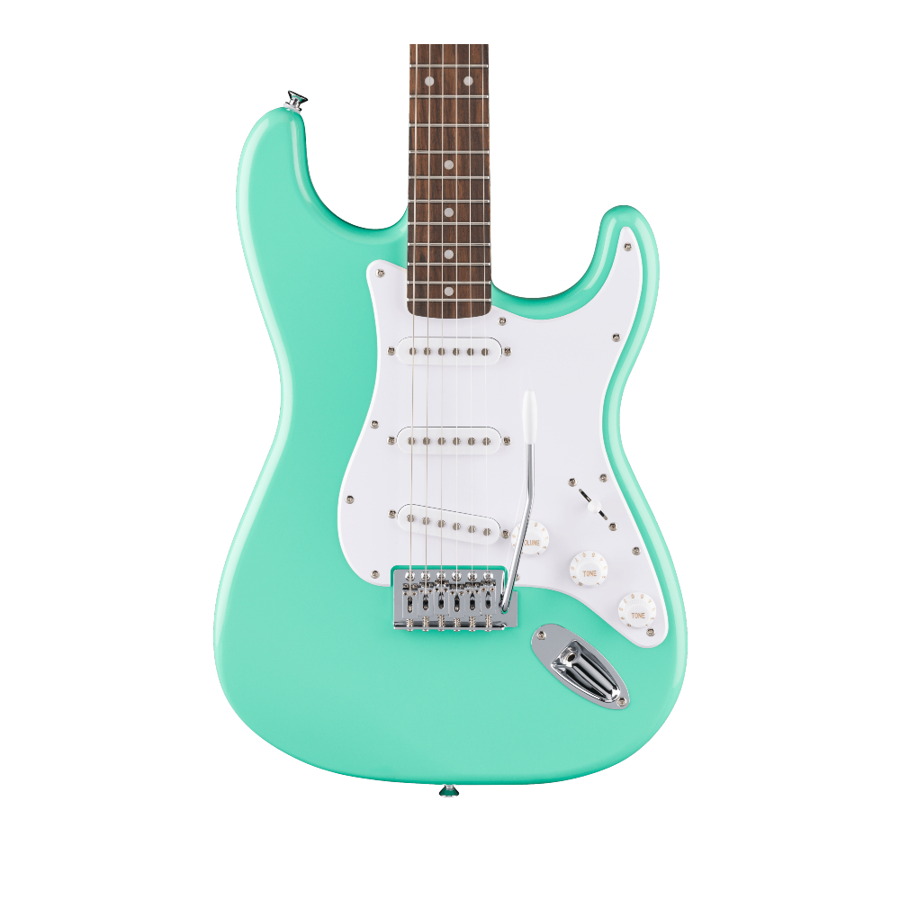 Squier FSR Sonic Stratocaster Electric Guitar, White Pickguard, Laurel FB, Sea Foam Green (373150549)