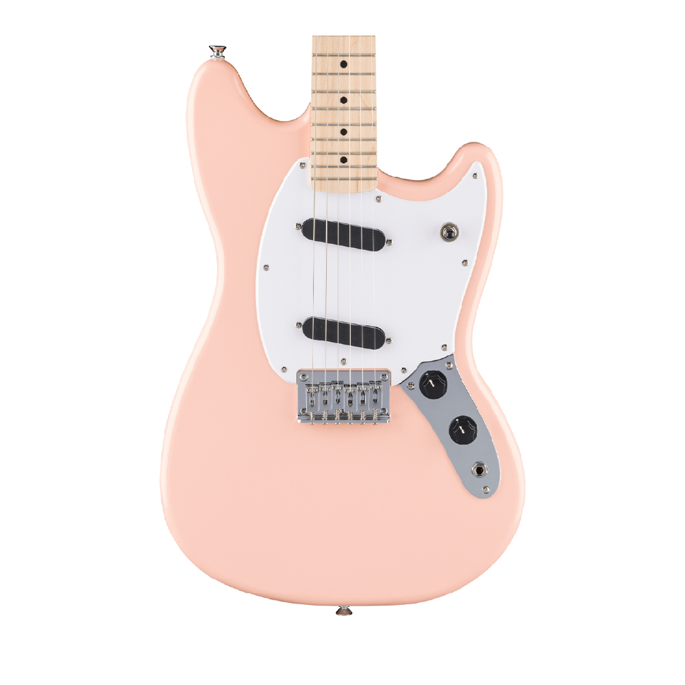 Squier FSR Sonic Mustang Electric Guitar w/White Pickguard, Maple FB, Shell Pink (373652556)