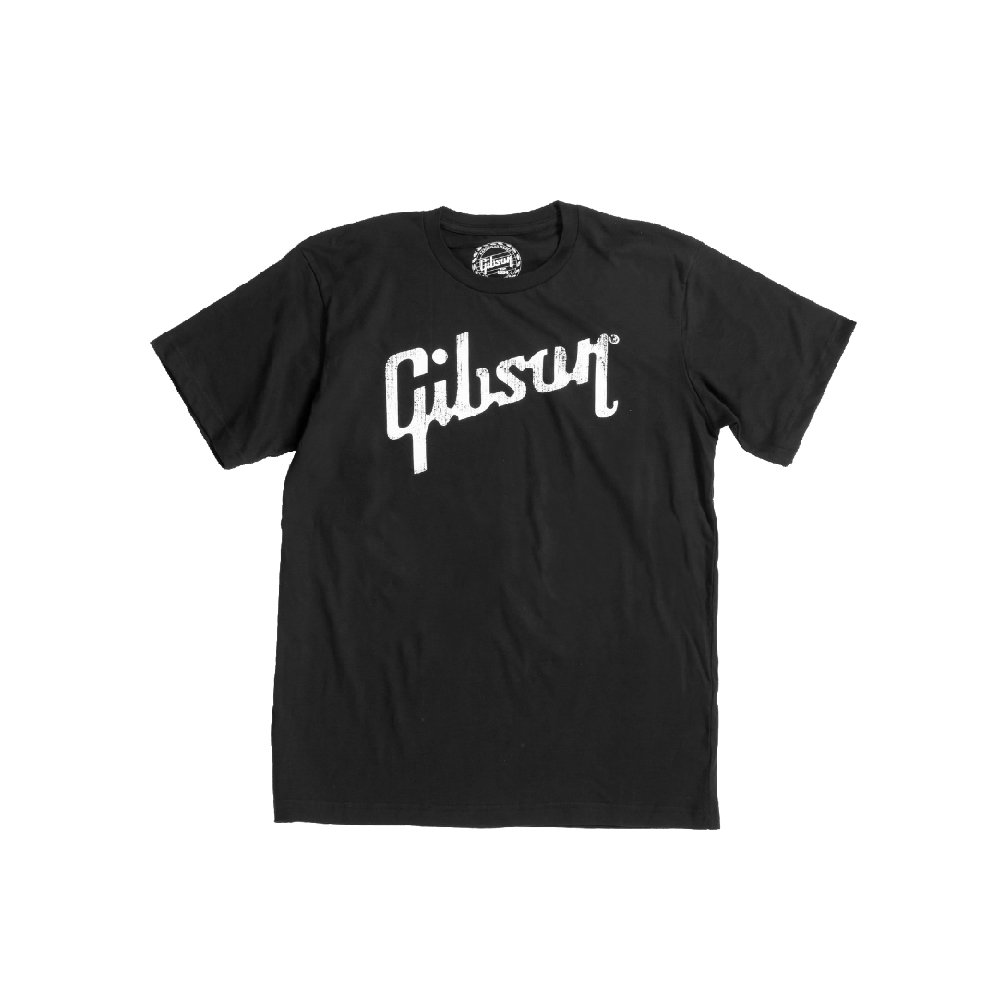 Gibson Distressed Logo Tee (GA-BLKTSM) - Black / Small