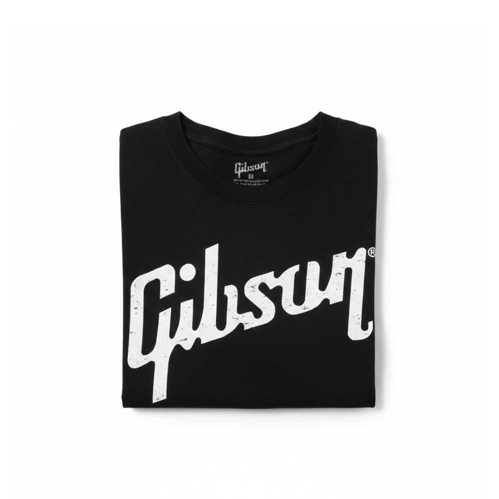 Gibson Distressed Logo Tee (GA-BLKTSM) - Black / Small