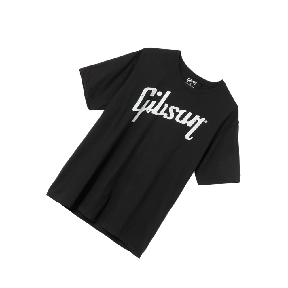Gibson Distressed Logo Tee (GA-BLKTLG) - Black / Large