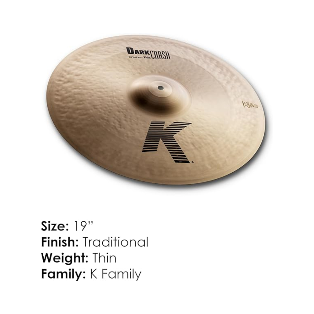 Zildjian K0905 19-inch K Dark Crash Thin Cymbal