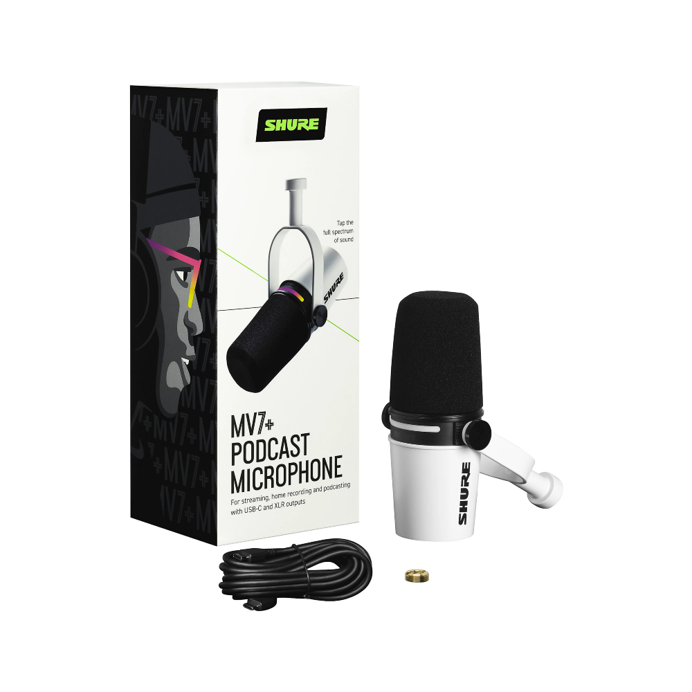 Shure MV7+-W Podcast XLR/USB Microphone (White)
