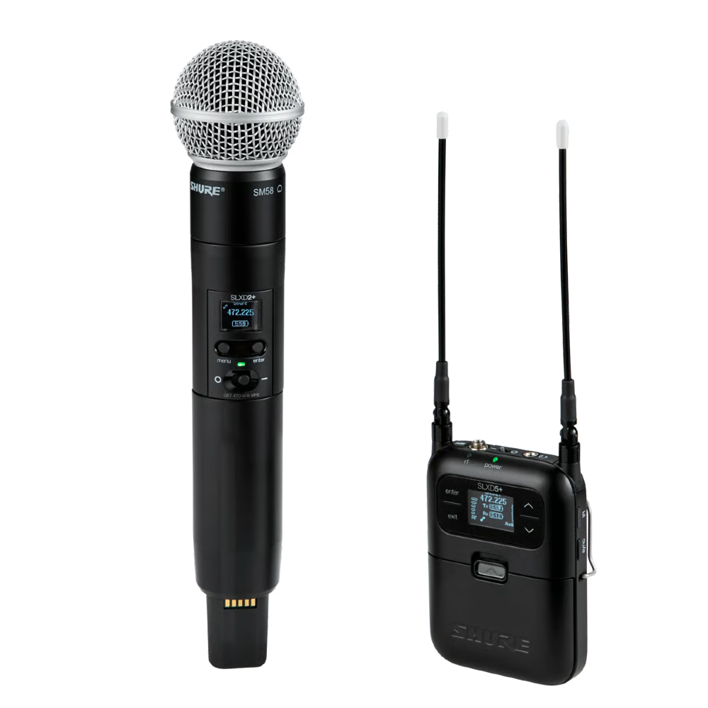 Shure SLXD25+/58-G66 Portable Digital Wireless System with SM58 Cardioid Dynamic Microphone