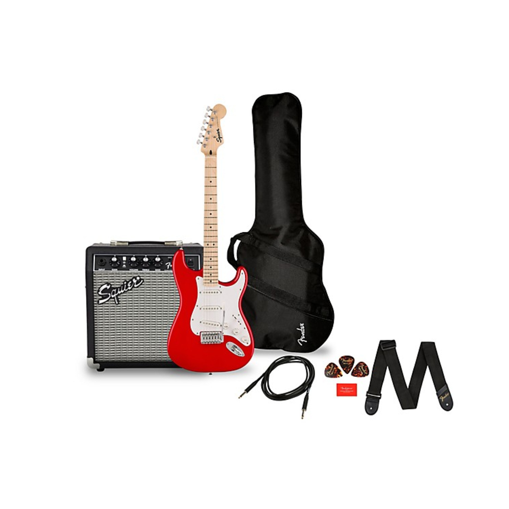 Squier Sonic Stratocaster Limited-Edition Maple Fingerboard Electric Guitar Pack With Frontman 10G Amp - Torino Red (371720658)