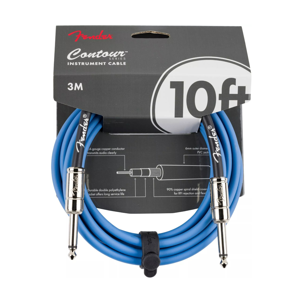 Fender Contour 10-foot Cable - Lake Placid Blue (990571102)